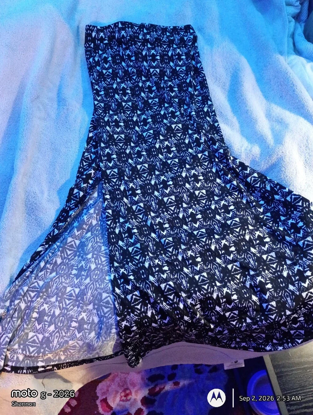 Black & White Patterned Women's Maxi Skirt